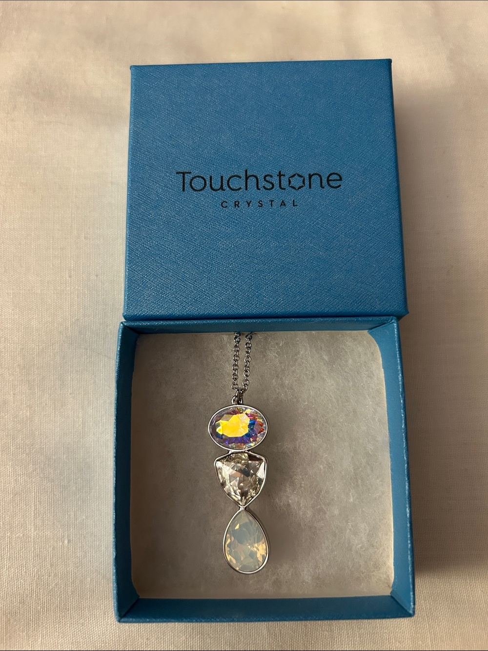 Touchstone Crystal by Swarovski Uprise Pendant Necklace AB Opal NIB